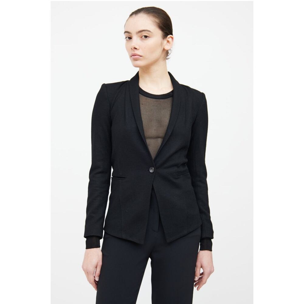 HELMUT LANG 100% Wool Button Blazer Jacket Size Small Black